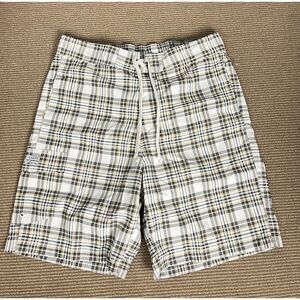 Chaps Ralph Lauren Swim‎ Trunks Mens L/G Shorts Green Plaid Mesh Lined Polyester